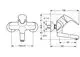 Einhebelmischer in Chrom von HANSA mit zwei Auslässen. Maße und Details sind im technischen Zeichnungsstil dargestellt, einschließlich Dimensionen und Gewinde.